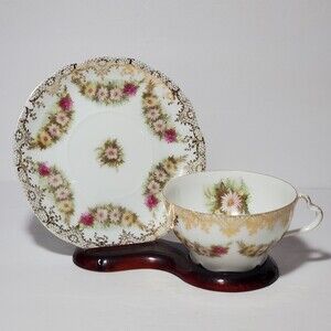 RC Iris Bavaria Teacup and Saucer Floral Vintage